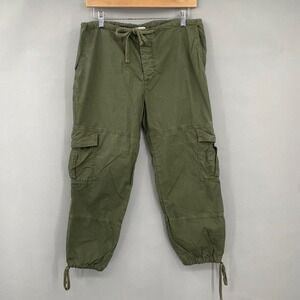 Standard James Perse Women Olive Green Cargo Pants Jogger Ankle Tie Size 1 Small